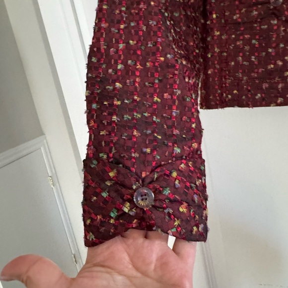Elegant Burgundy Tweed Jacket Ptp 20” height 20” - Picture 8 of 10